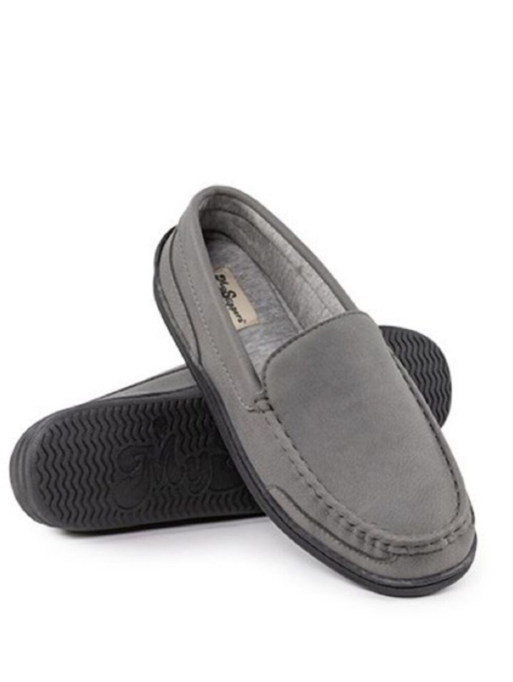 My Slippers My Pillows All Season Leather Moccasin House Slipper Slip On Gray 10